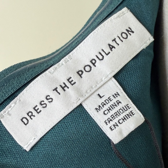 Size L//Dress the Population Long Sleeve Dark Green Dress NWT - Picture 5 of 5